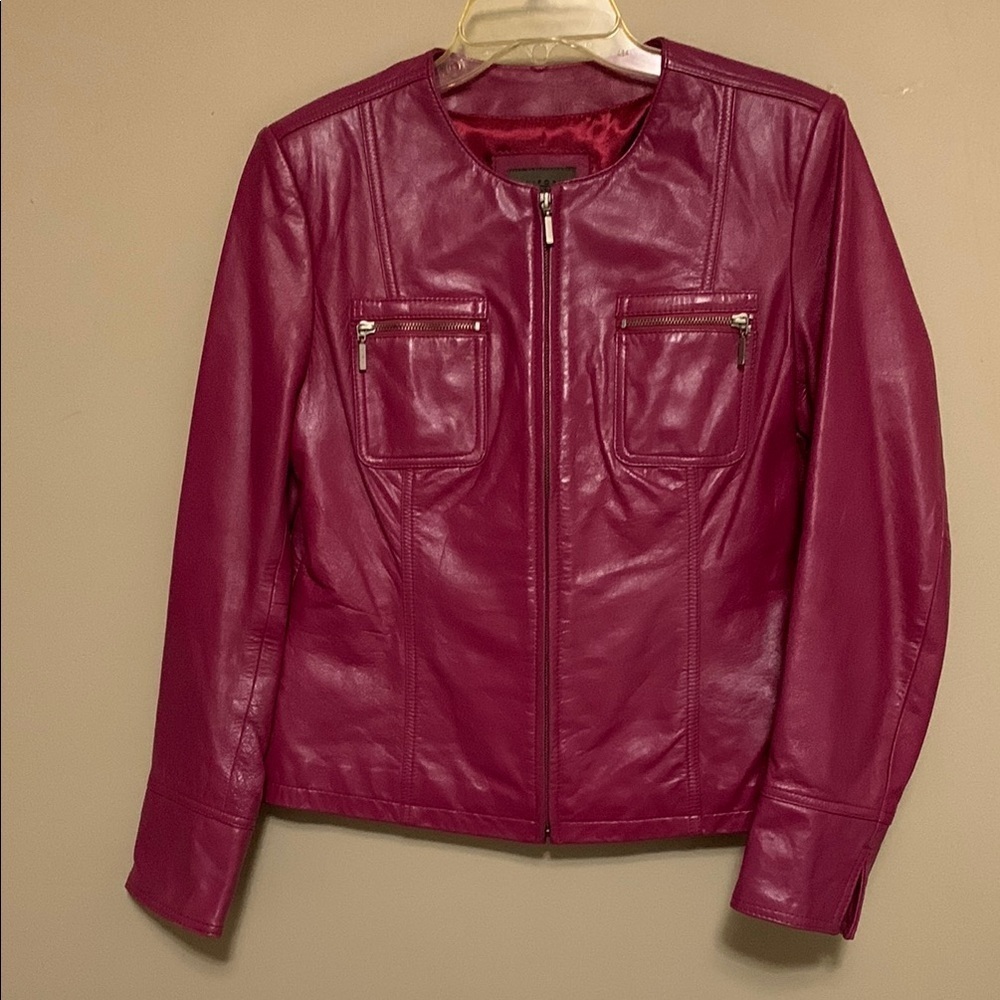 Y2K JohnPaulRichard Women’sBerry Leather Jacket SZ 10 Western Cowboy Carter